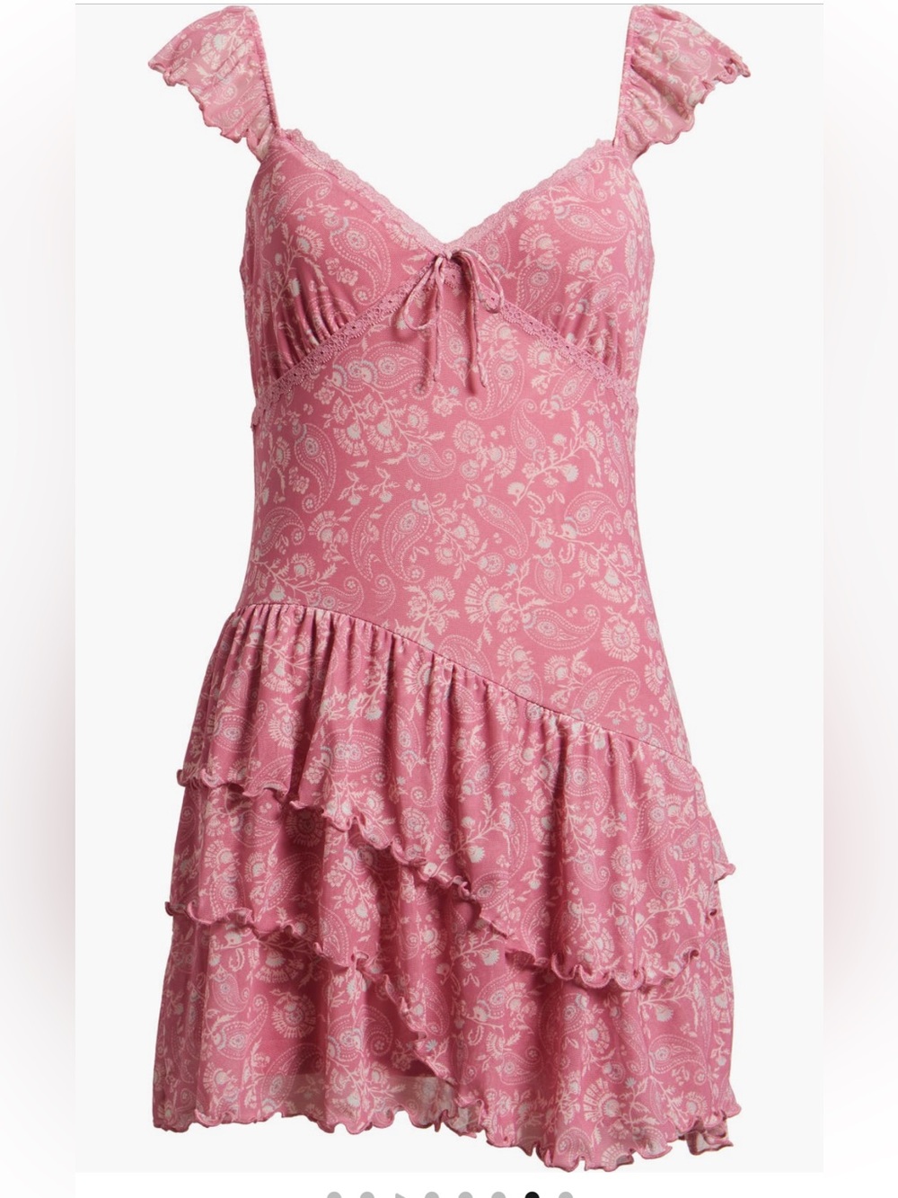 Pink Paisley Ruffle Mini Dress - Picture 1 of 3